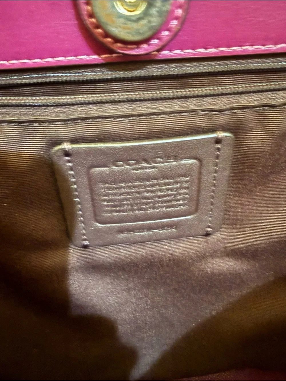 Coach Black Signature Tote with Plum Trim